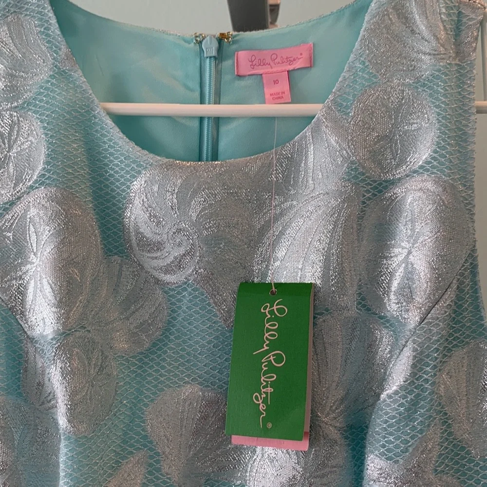 Lilly Pulitzer Aqua and Silver Mini Dress - Picture 5 of 12